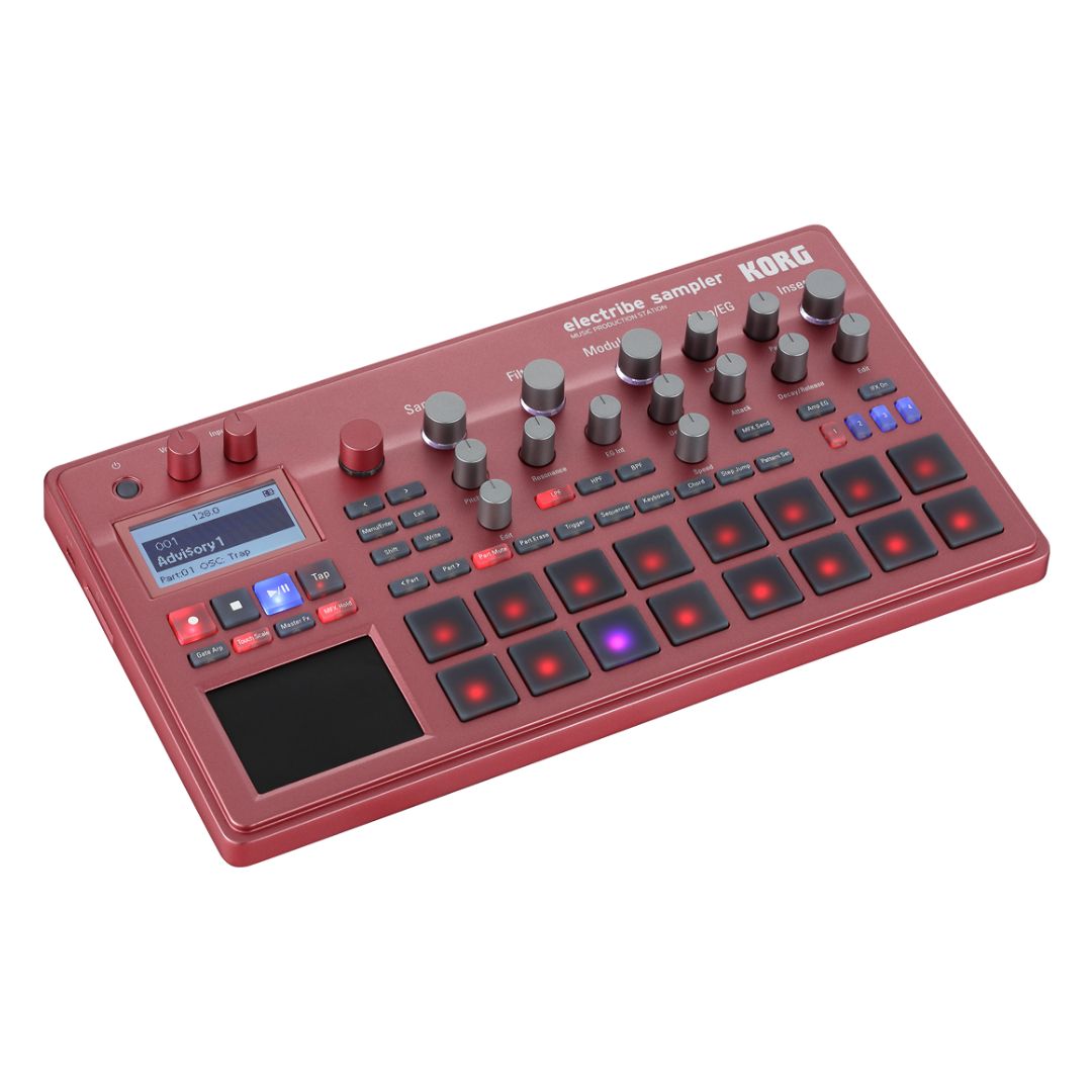 Angled view of Korg electribe sampler on white background