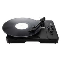 Front view of Korg handytraxx tube JICO Limited Edition with vinyl on white background