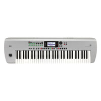 Front view of Korg i3 Super Matte Silver on white background