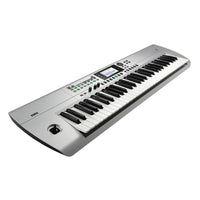 Angled view of Korg i3 Super Matte Silver on white background