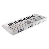 Angled rear view of Korg microKORG2 White on white background