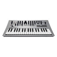 Front view of Korg minilogue Polyphonic Analogue Synthesizer on white background
