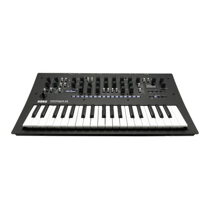 Front view of Korg minilogue xd Polyphonic Analogue Synthesizer on white background