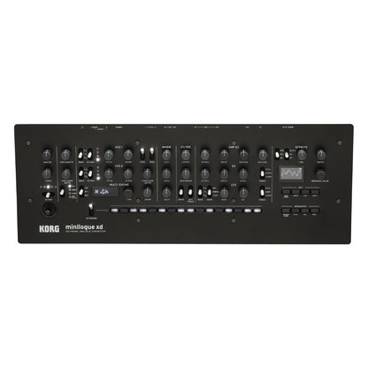 Top view of Korg minilogue xd module Polyphonic Analogue Synthesizer on white background