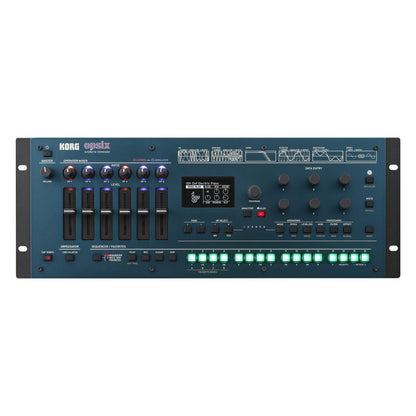 Top view of Korg opsix module on white background