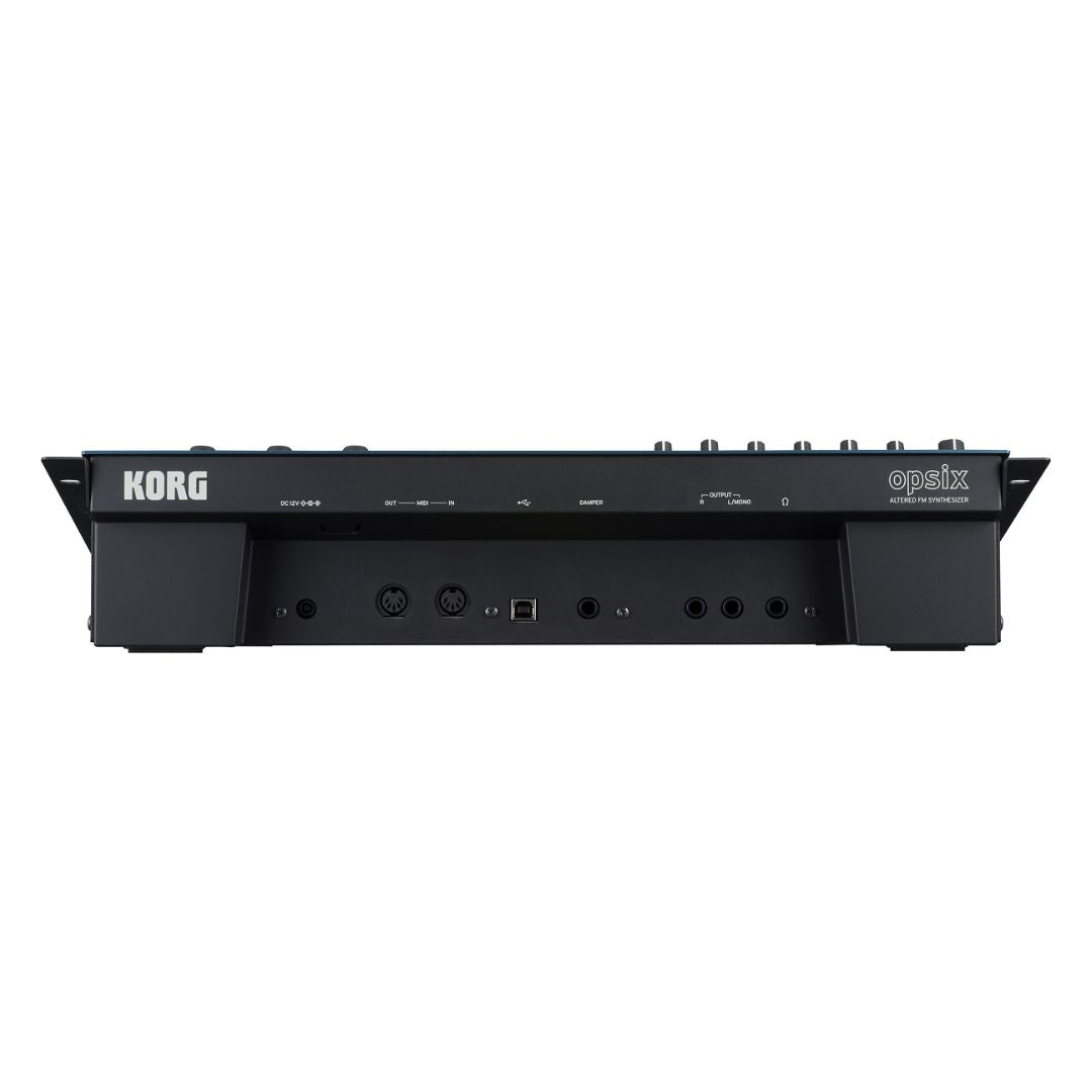 Rear view of Korg opsix module on white background
