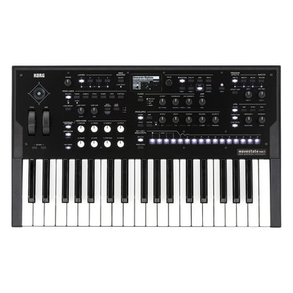 Top view of Korg wavestate mk II Wave Sequencing Synthesizer on white background