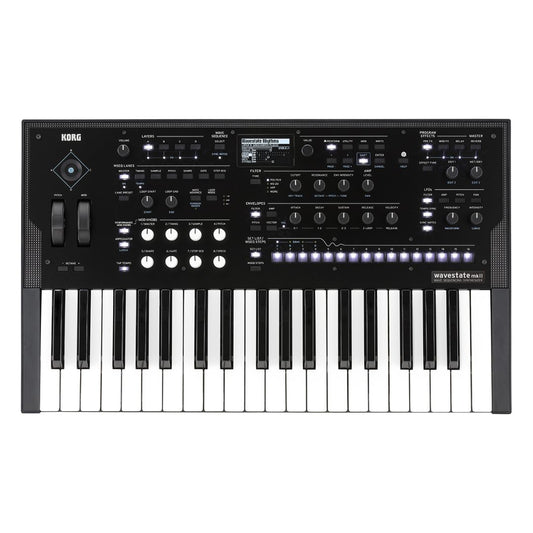 Top view of Korg wavestate mk II Wave Sequencing Synthesizer on white background