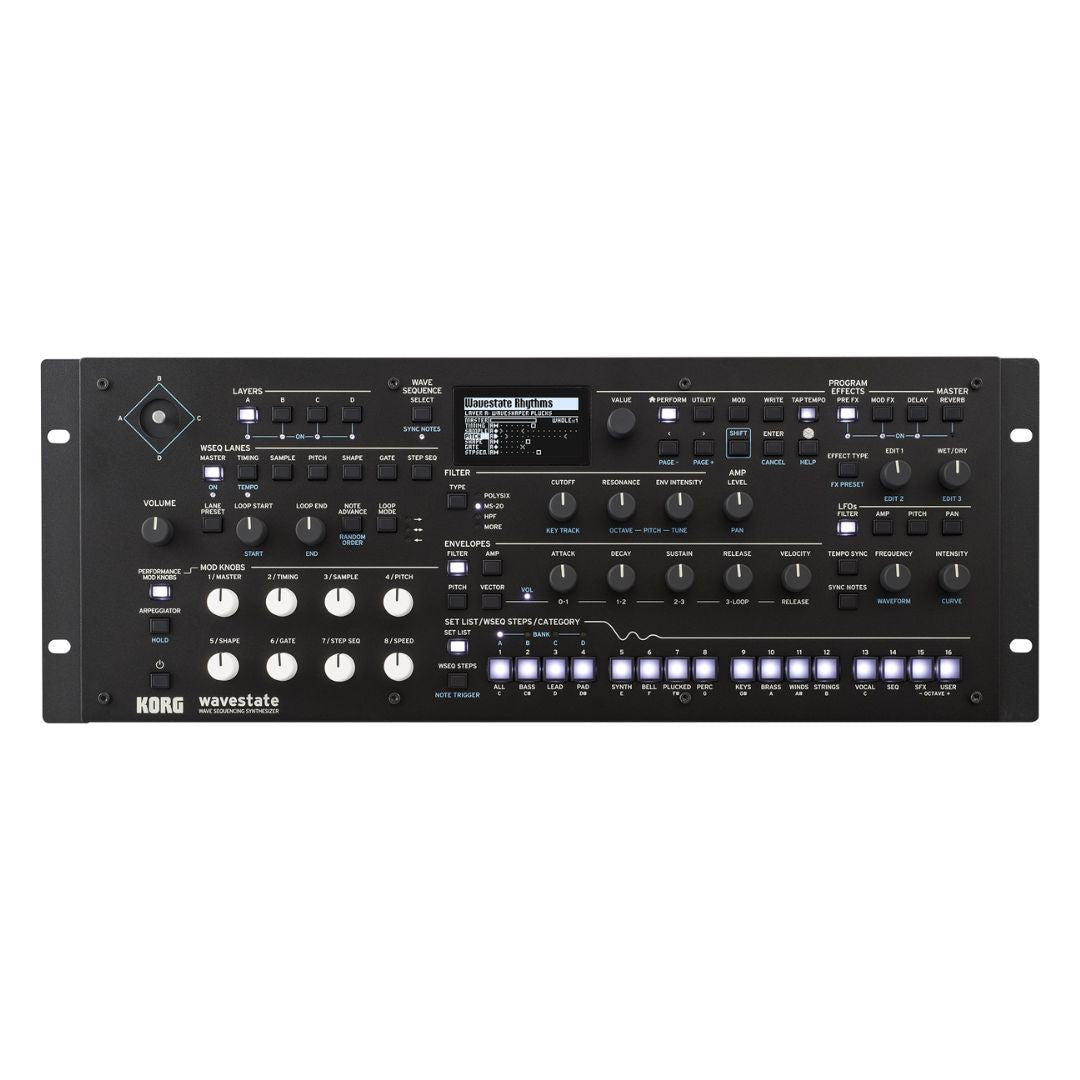 Top view of Korg wavestate module on white background