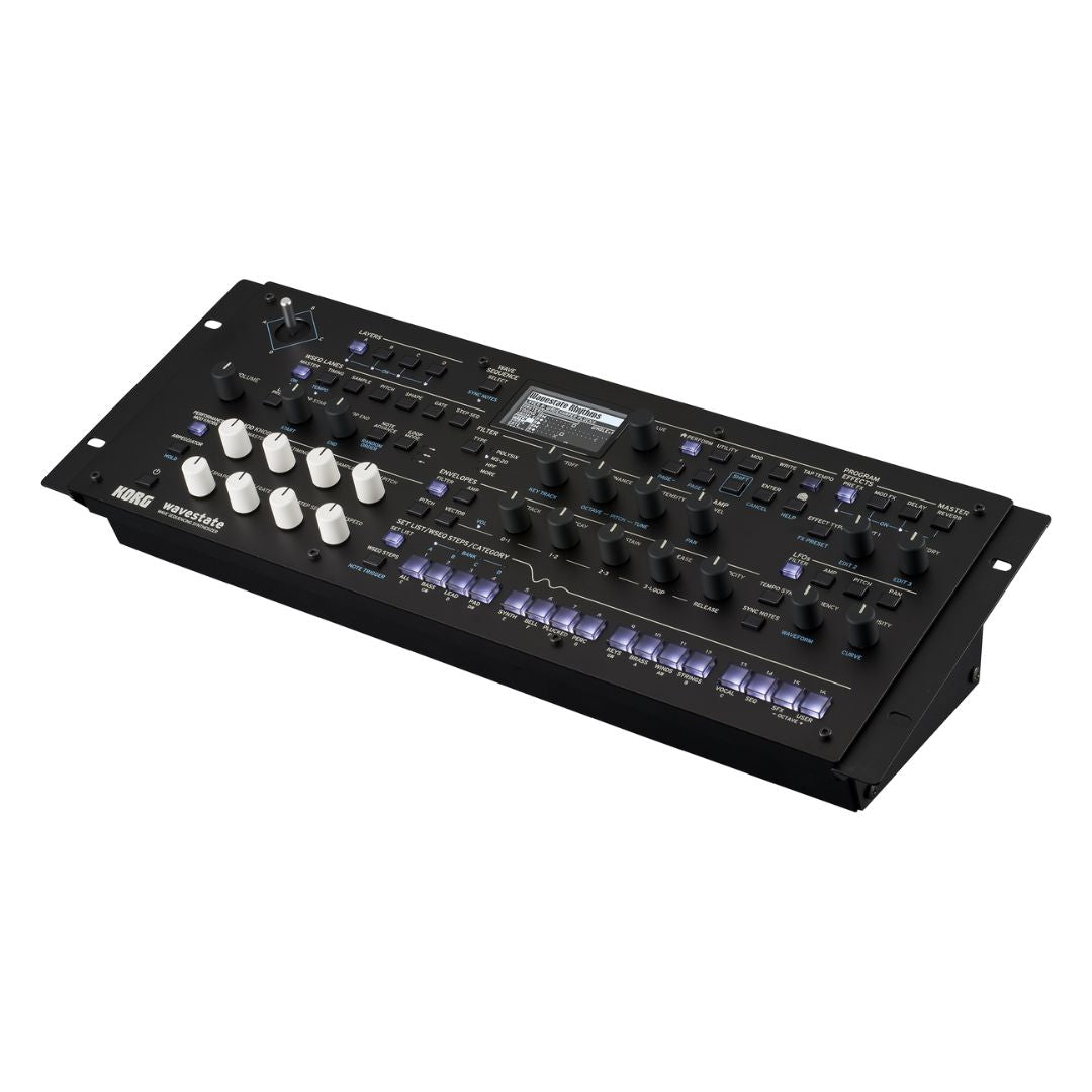 Angled front view of Korg wavestate module on white background