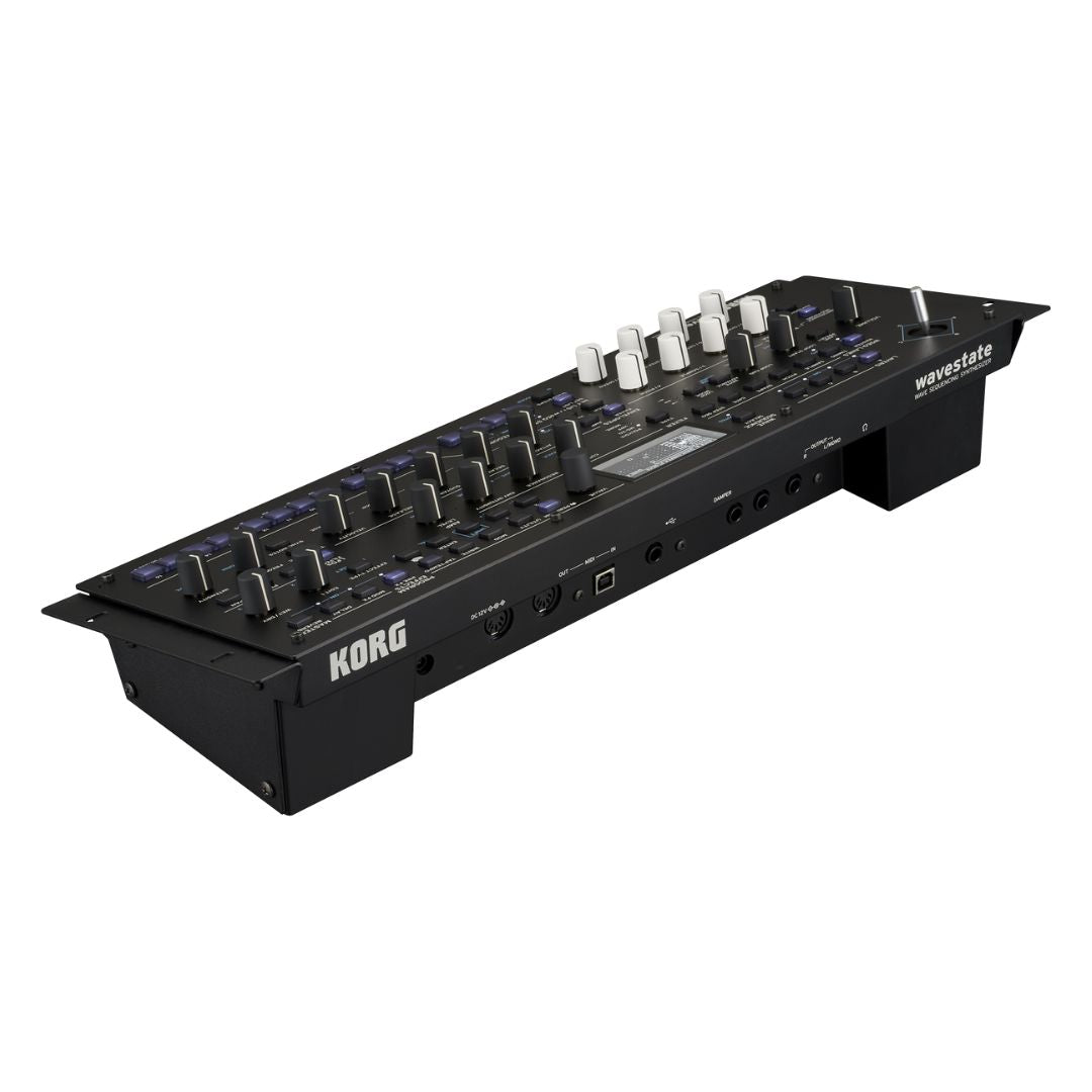 Angled rear view of Korg wavestate module on white background