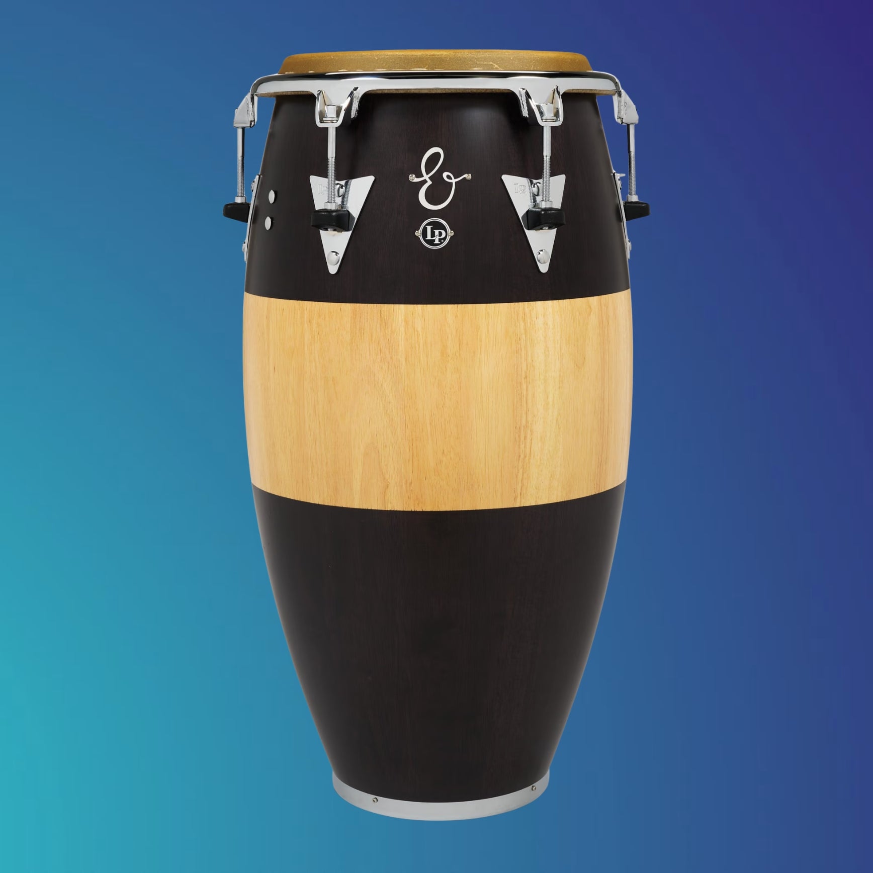 Front view of LP E-Class Top-Tuning 11-34″ Conga on Blue Background