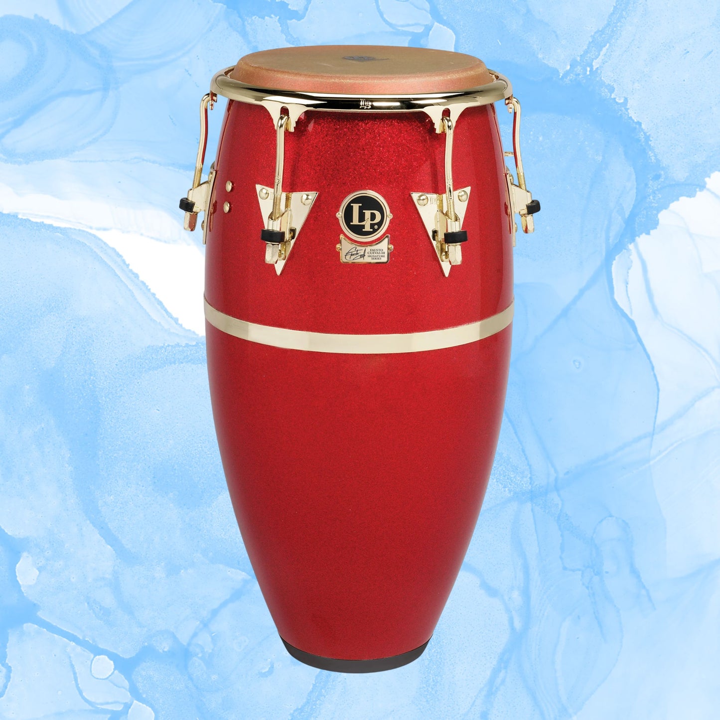 Front view of LP Fausto Cuevas 11-3/4″ Conga on blue background