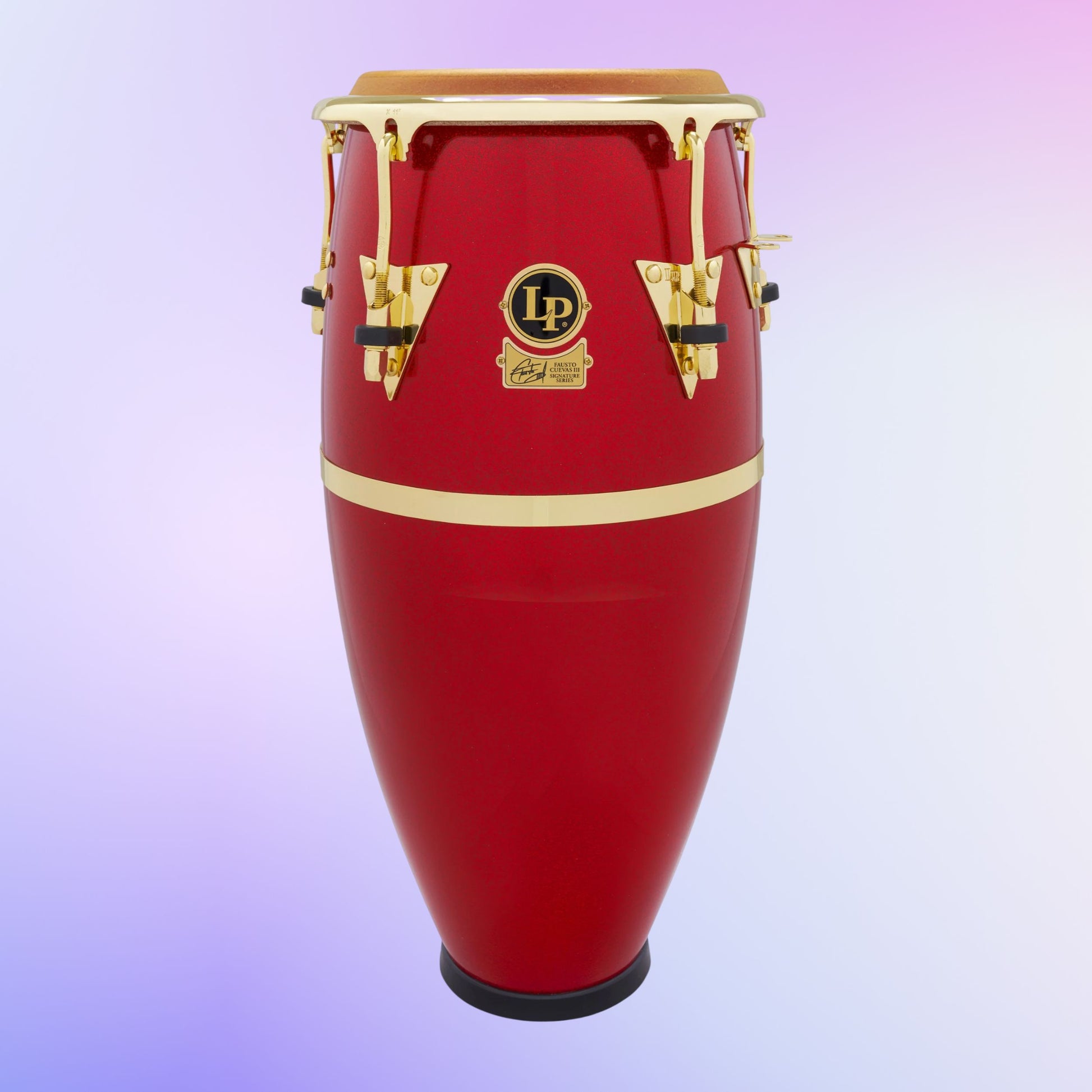 Front view of LP Fausto Cuevas 11″ Quinto on purple gradient background