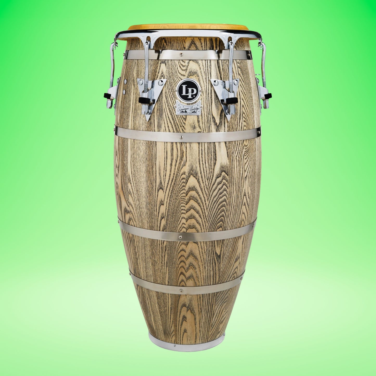 Front view of LP Giovanni Palladium 11-3/4″ Conga on green background