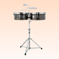 Front view of LP Karl Perazzo 14″ & 15″ Timbales on orange background