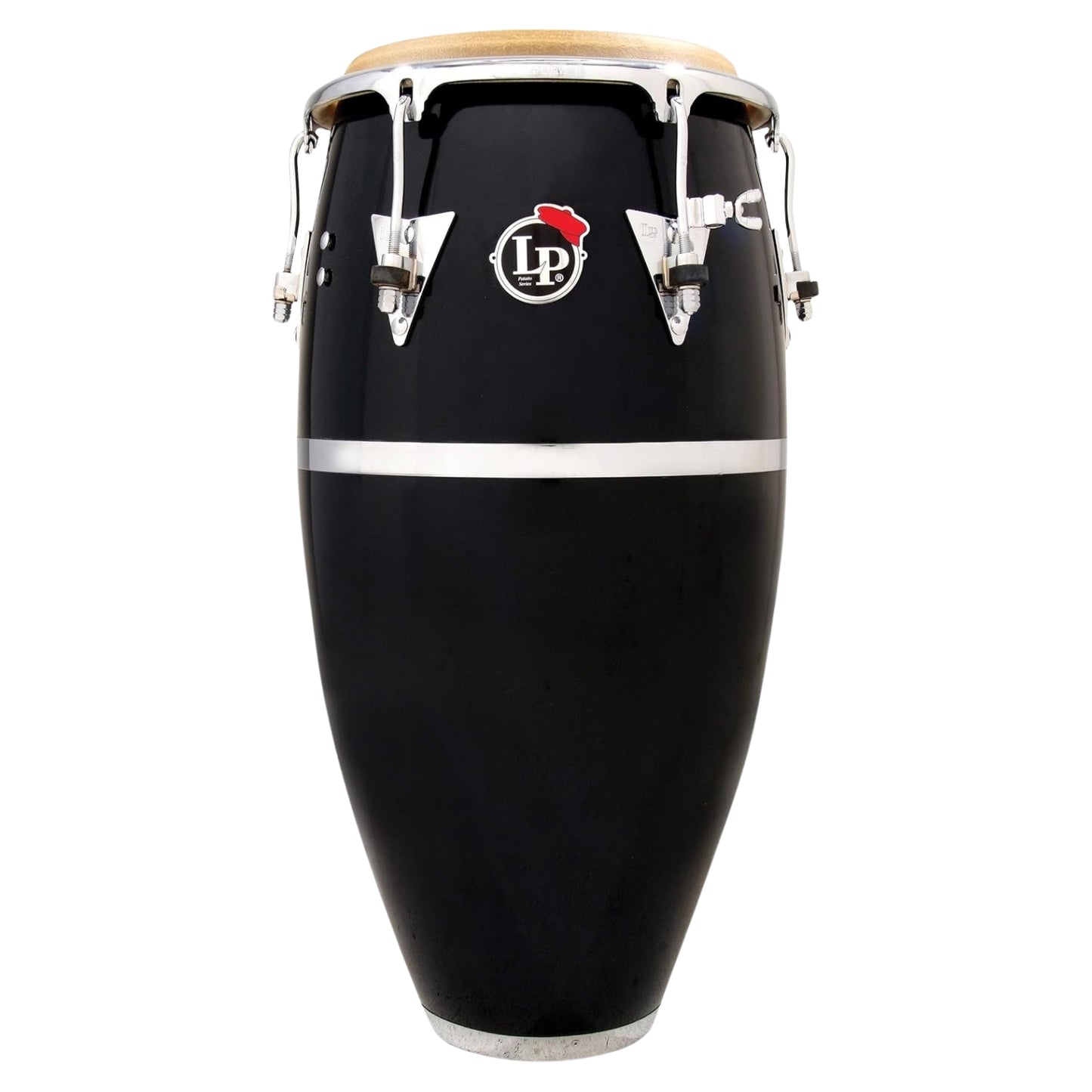 Front view of LP Patato 11-3/4″ Conga Black on white background