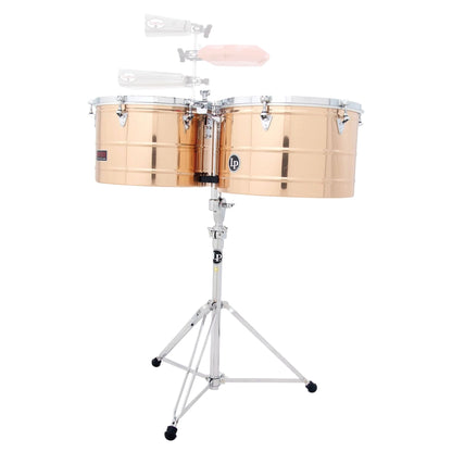 Front view of LP Prestige 15″ & 16″ Thunder Timbales Bronze on white background