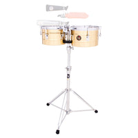Front view of LP Tito 9-1/4″ & 10-1/4″ Timbalitos Brass on white background