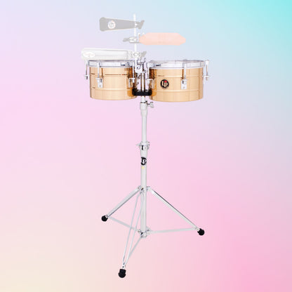 Front view of LP Tito 9-1/4″ & 10-1/4″ Timbalitos on multicolored background