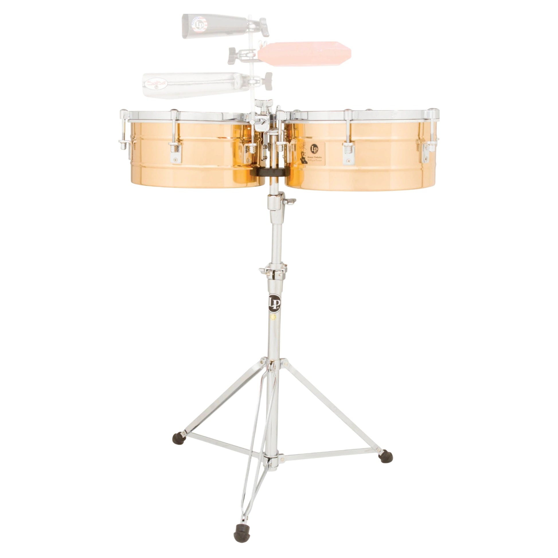 Front view of LP Tito Puente 13″ & 14″ Timbales on white background