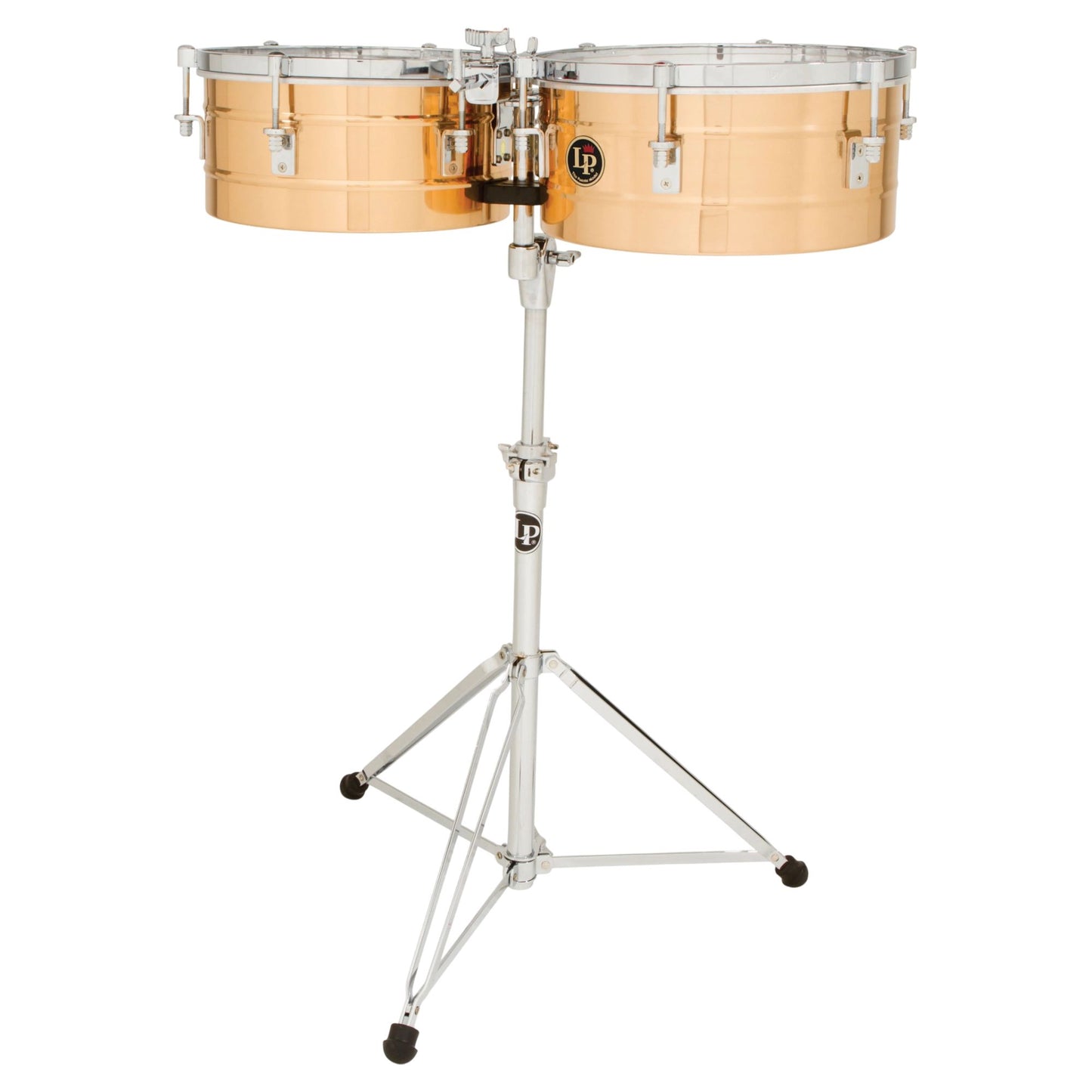 Front view of LP Tito Puente 14″ & 15″ Timbales Bronze on white background