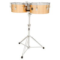 Front view of LP Tito Puente 14″ & 15″ Timbales Bronze on white background