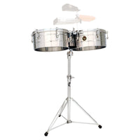 Front view of LP Tito Puente 14″ & 15″ Timbales Stainless Steel on white background