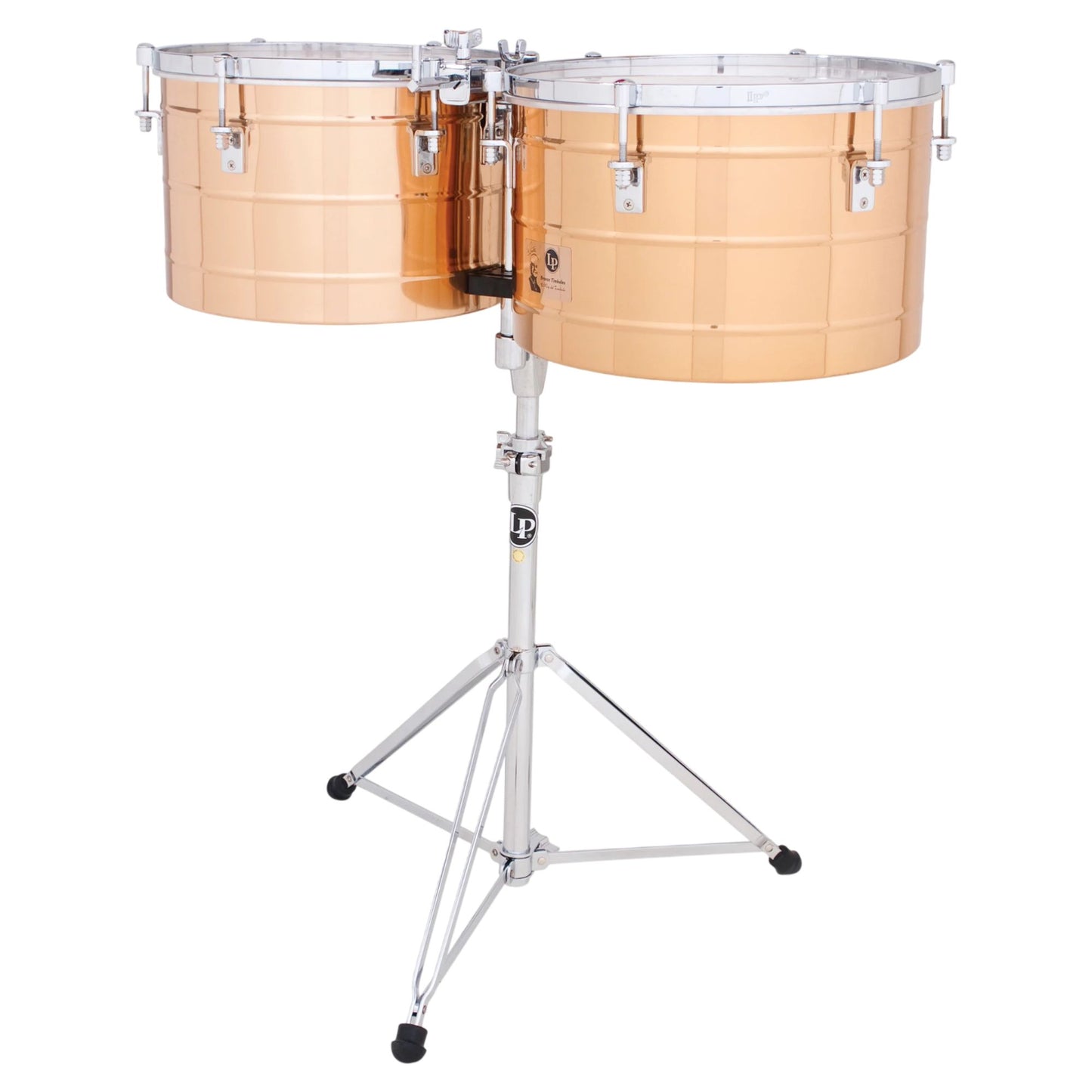 Front view of LP Tito Puente 15″ & 16″ Timbales on white background