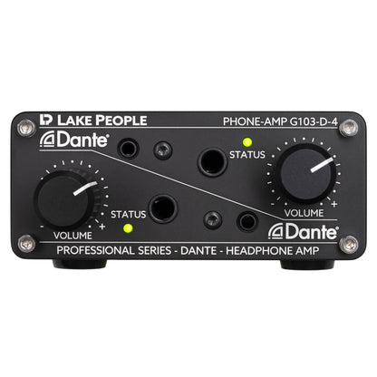 Front view of Lake People G103D4 Dante Headphone Amplifier on white background