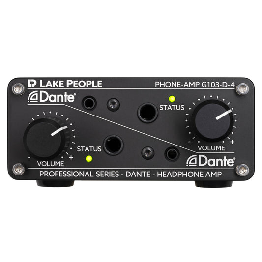 Front view of Lake People G103D4 Dante Headphone Amplifier on white background