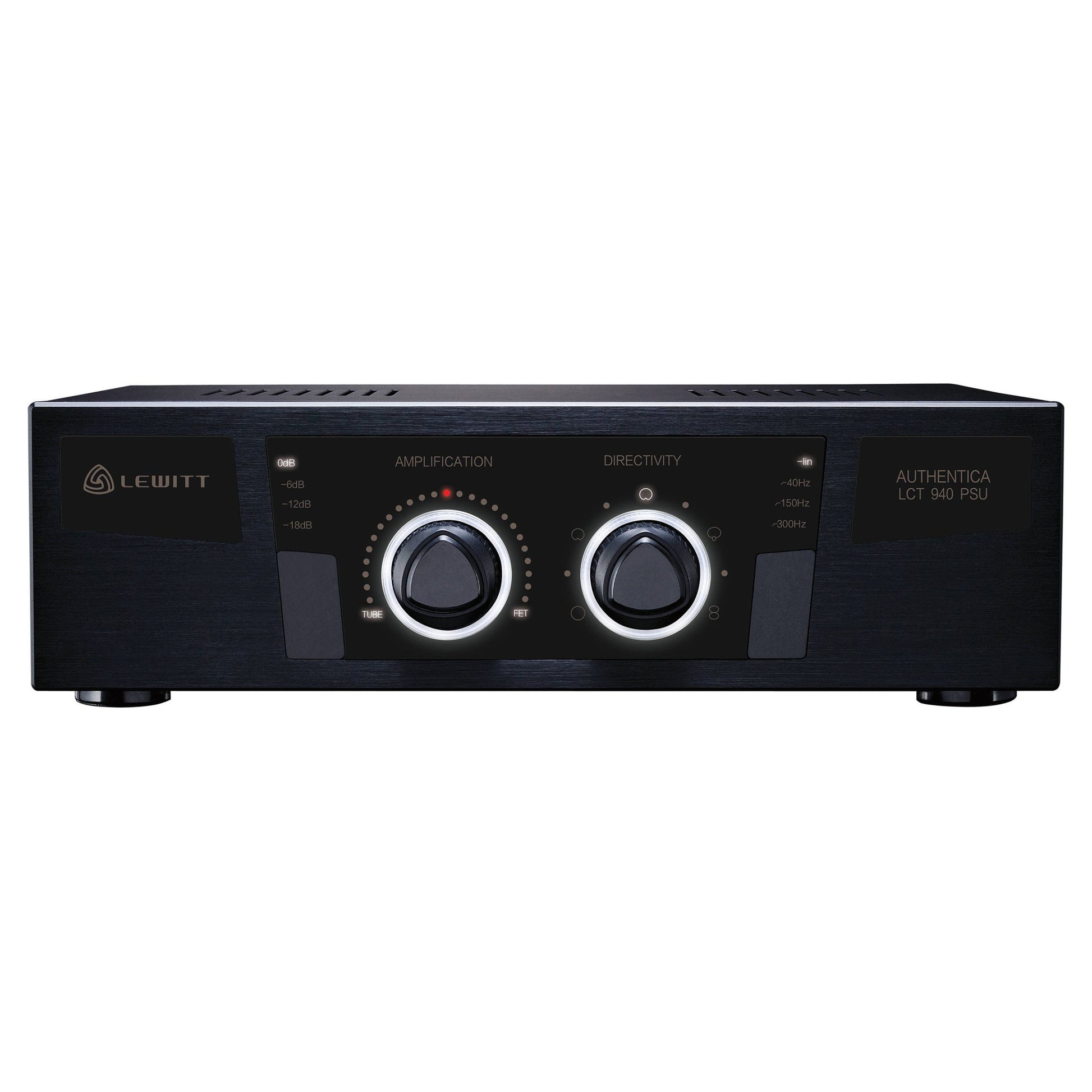 Front view of Lewitt Audio LCT 940 Tube and FET Microphone Power Supply on white background