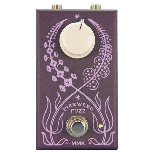 Front view of MMK Electrics Fireweed Fuzz Pedal on white background