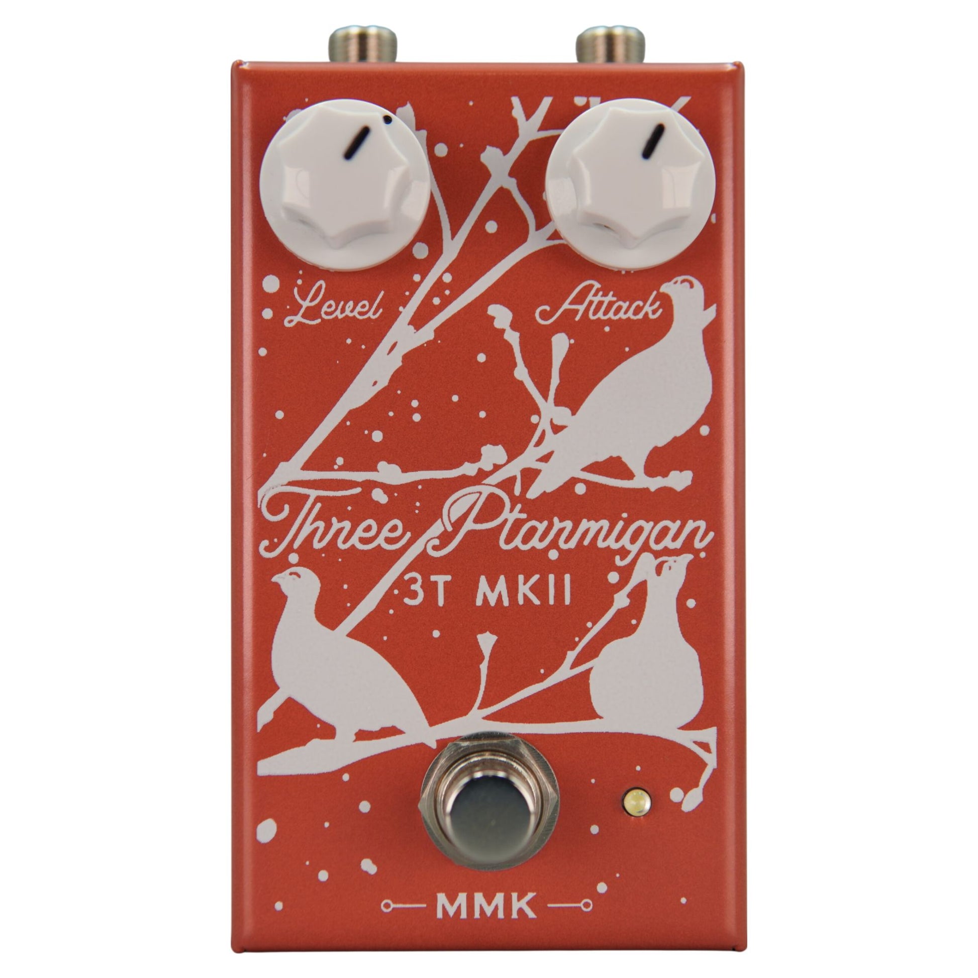 Front view of MMK Electrics Three Ptarmigan Pedal on white background