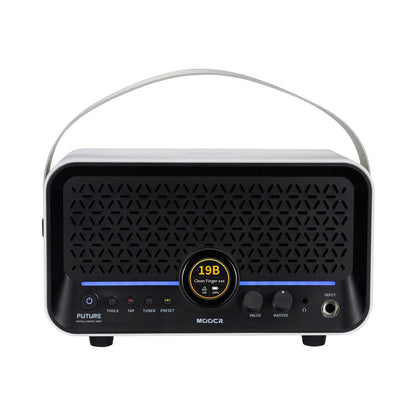 Front view of MOOER F15i Li White with strap on white background