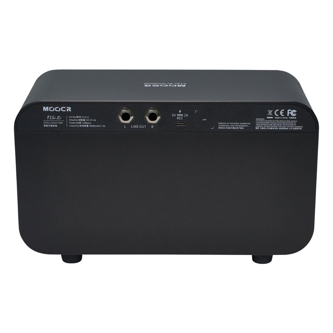 Black audio equipment with multiple ports on a white background