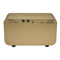 Beige electronic device with MOOER branding on a white background