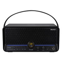 Front view of MOOER F40i Intelligent Amp Phantom Black on white background