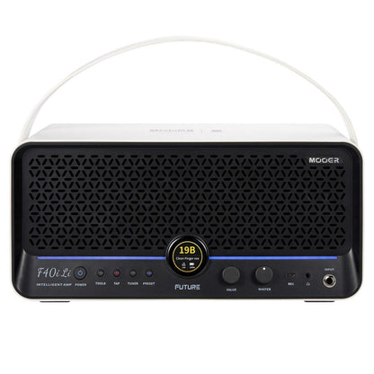 Front view of MOOER F40i Li Amp Snowfall White on white background