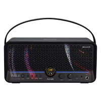 Front view of MOOER F40i Li Intelligent Amp Phantom Black on white background