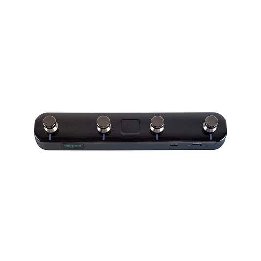 Top view of black Mooer F4 on white background