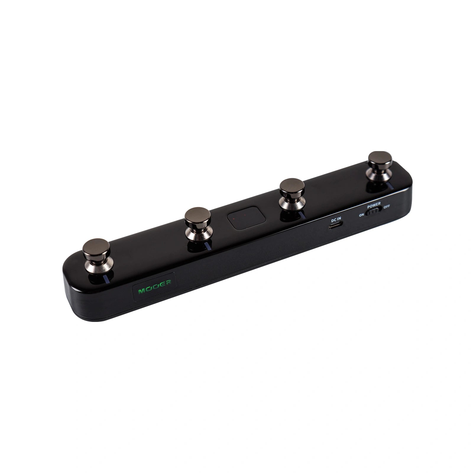 Slanted black Mooer F4 on white background