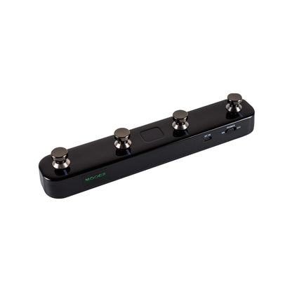 Slanted black Mooer F4 on white background