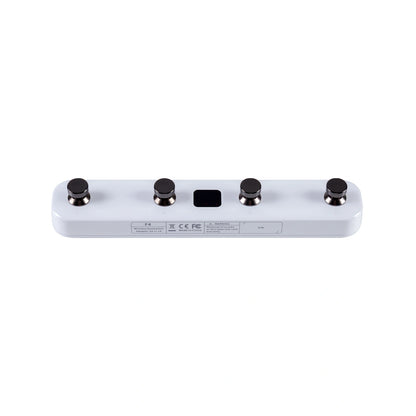 Angled top view of white Mooer F4 on white background