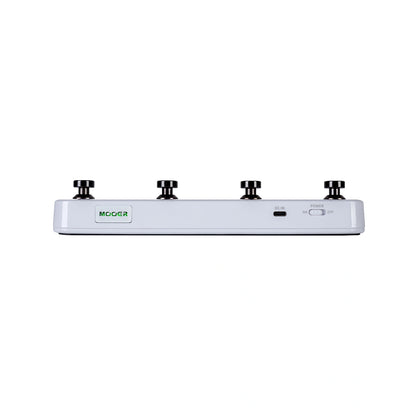 Front panel of white Mooer F4 on white background