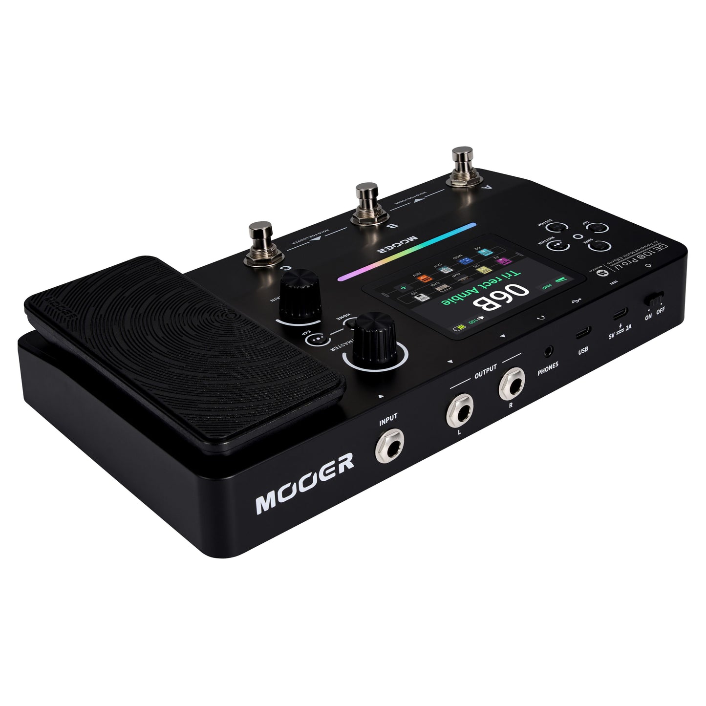 Angled top view of MOOER GE100 Pro Li Pedal on white background