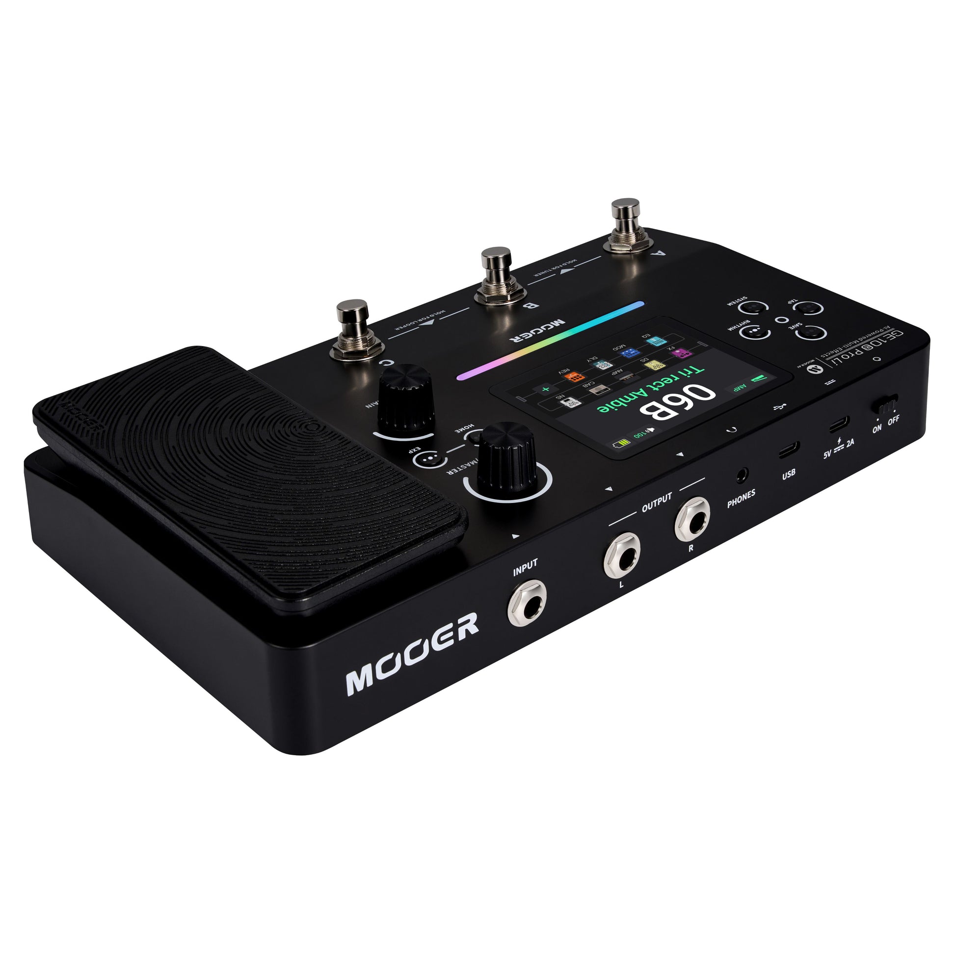 Angled top view of MOOER GE100 Pro Li Pedal on white background