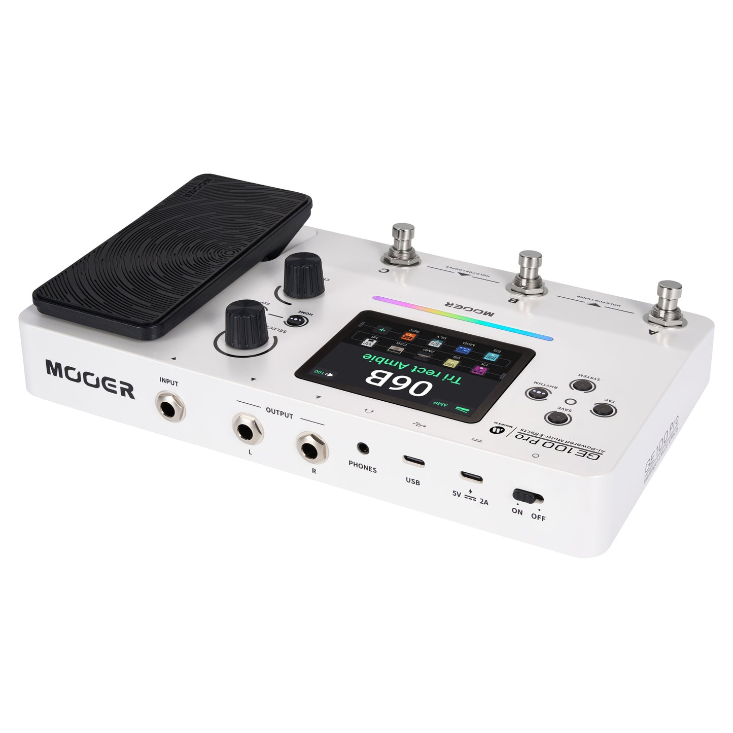 Angled top view of MOOER GE100 Pro Pedal on white background