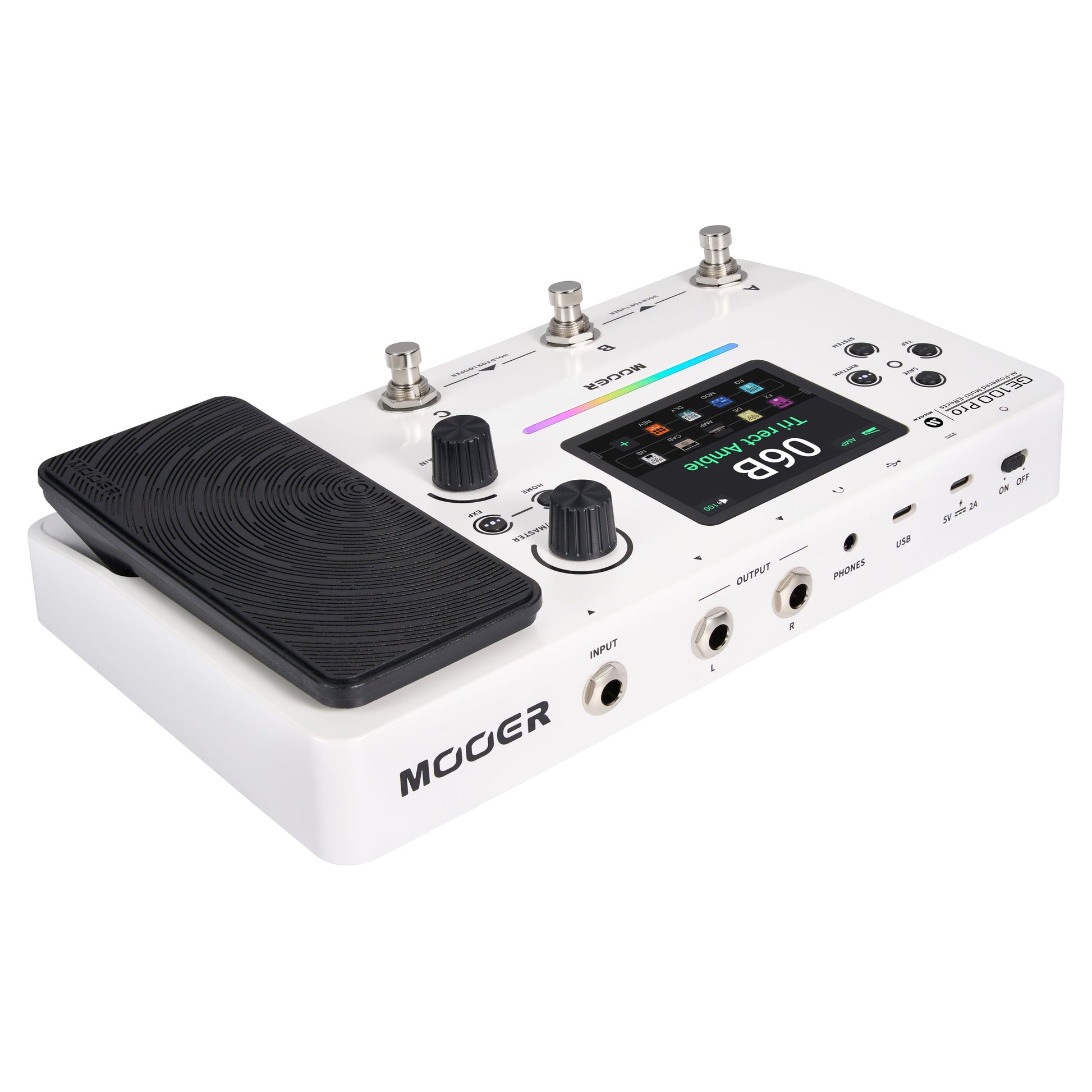 Angled top view of MOOER GE100 Pro Pedal on white background
