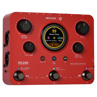 Angled front view of MOOER VE200 Vocal Multi Effects Pedal on white background